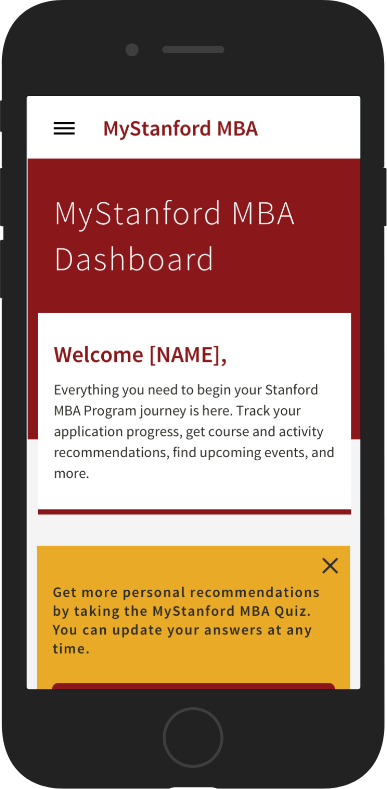 Mobile version of MyStanford MBA